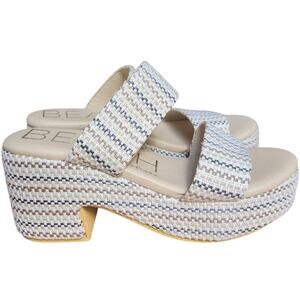 Beach by Matisse Ocean Ave Raffia Platform Sandals Women's 6 Tan Multi